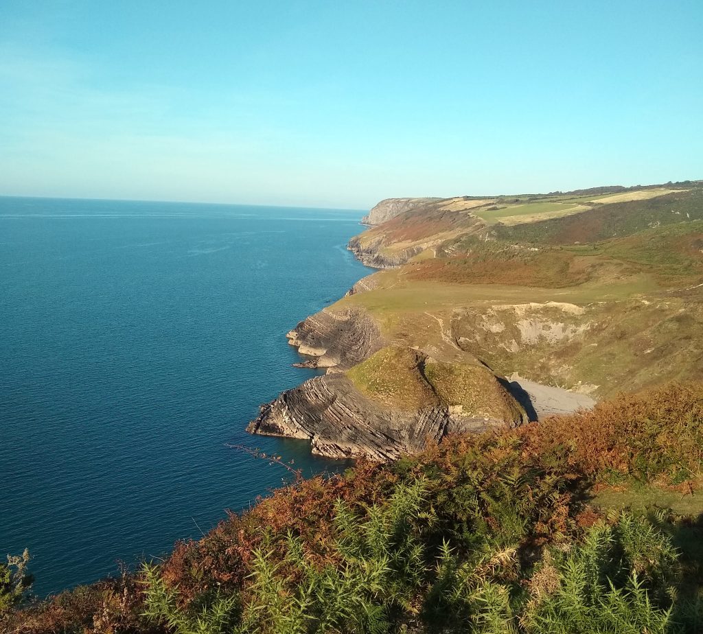 View of Castel Bach and the Coast Path heading toward New Quay