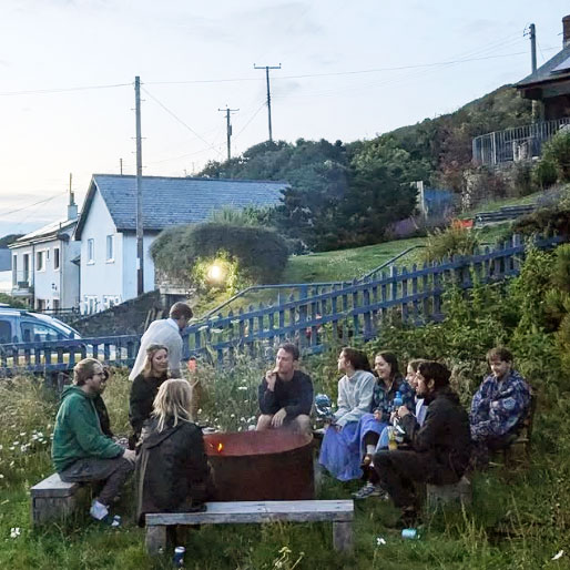 Dusk with friends around the firepit